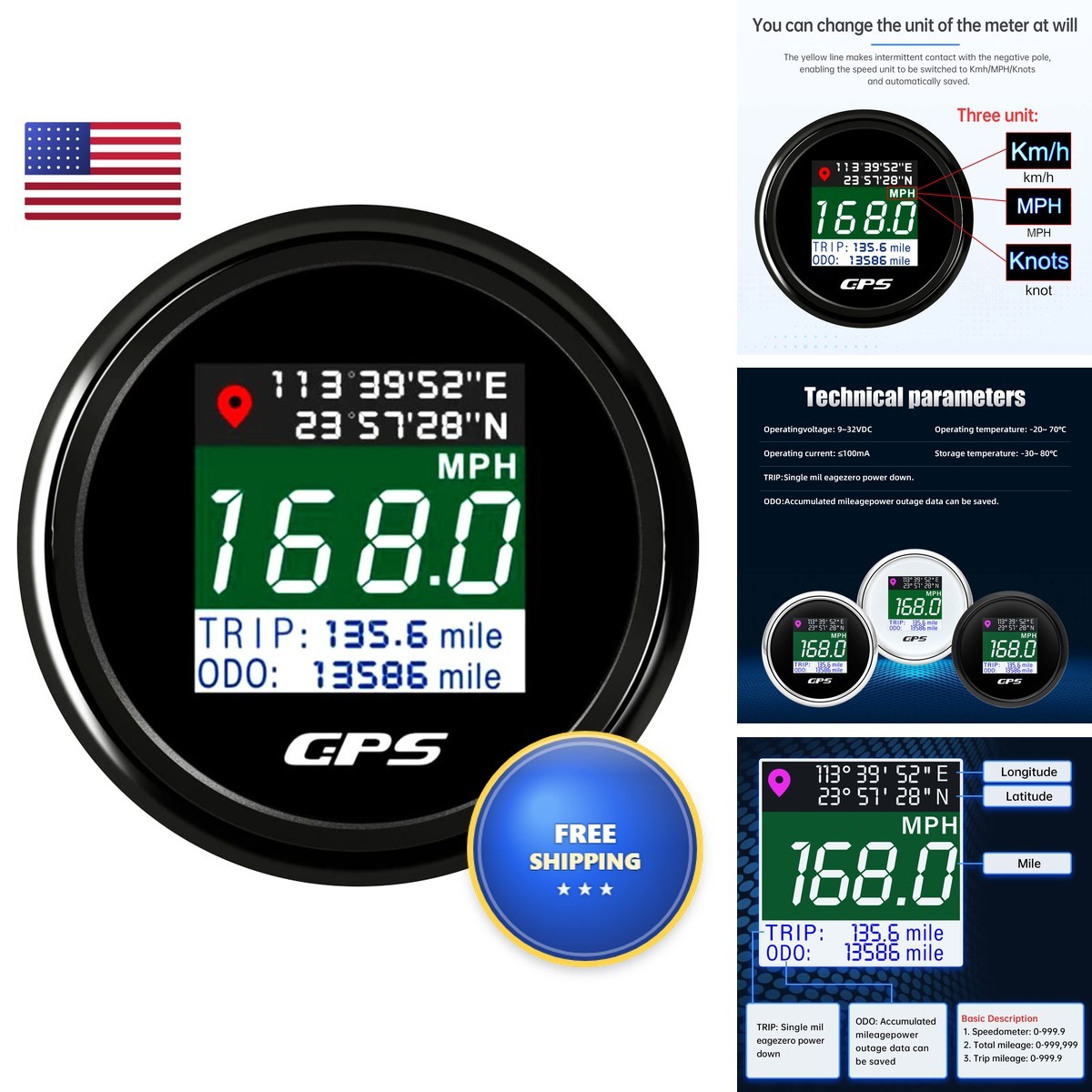 ARTILAURA GPS Speedometer 52mm Digital TFT Screen for Boat Car Marine Black ARTILAURA GPS Speedometer 52mm Digital TFT Screen for Boat Car Marine Black