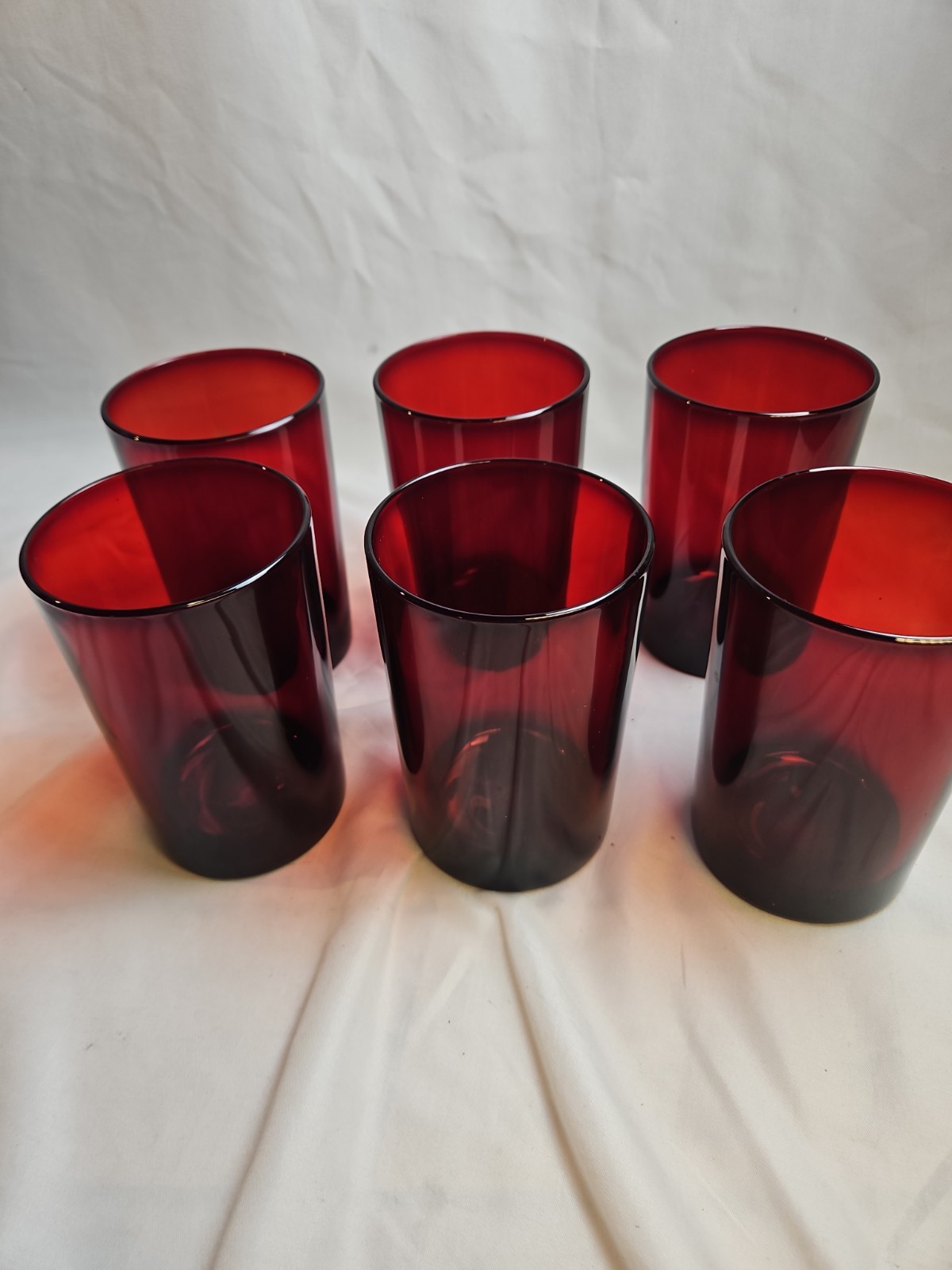 Vintage Ruby Red Glass Tumblers Set Lot Of 6 5