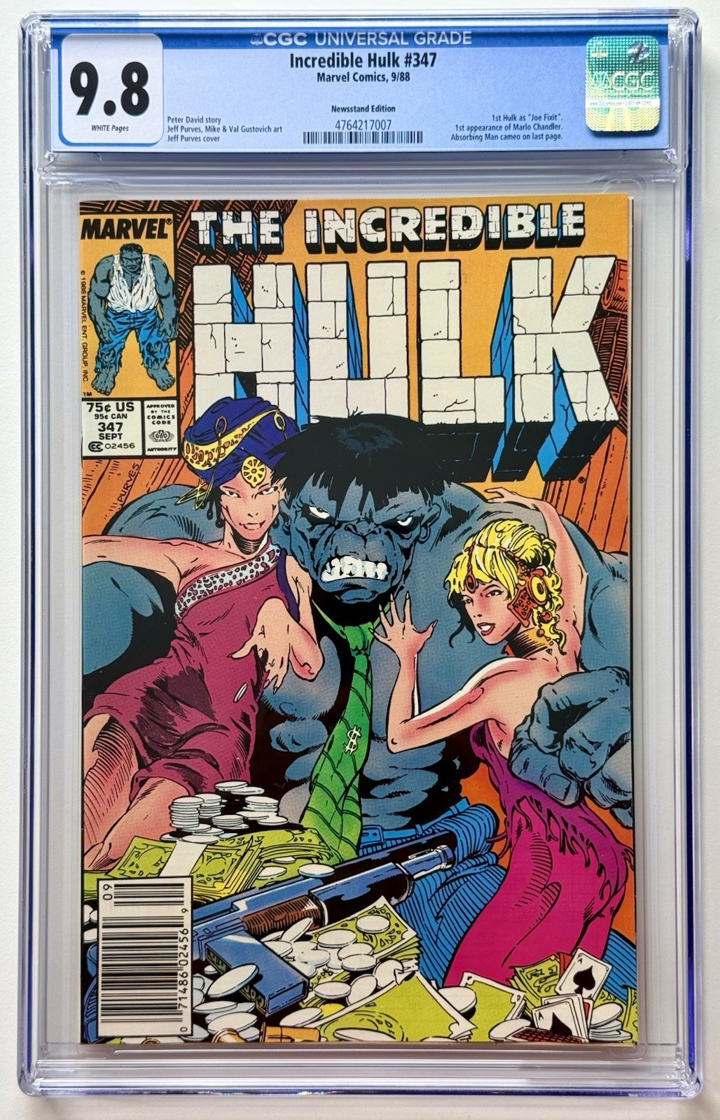 INCREDIBLE HULK #347 ◉ CGC 9.8 * NEWSSTAND * 1st Joe Fixit * 1988 NEW CASE  👀