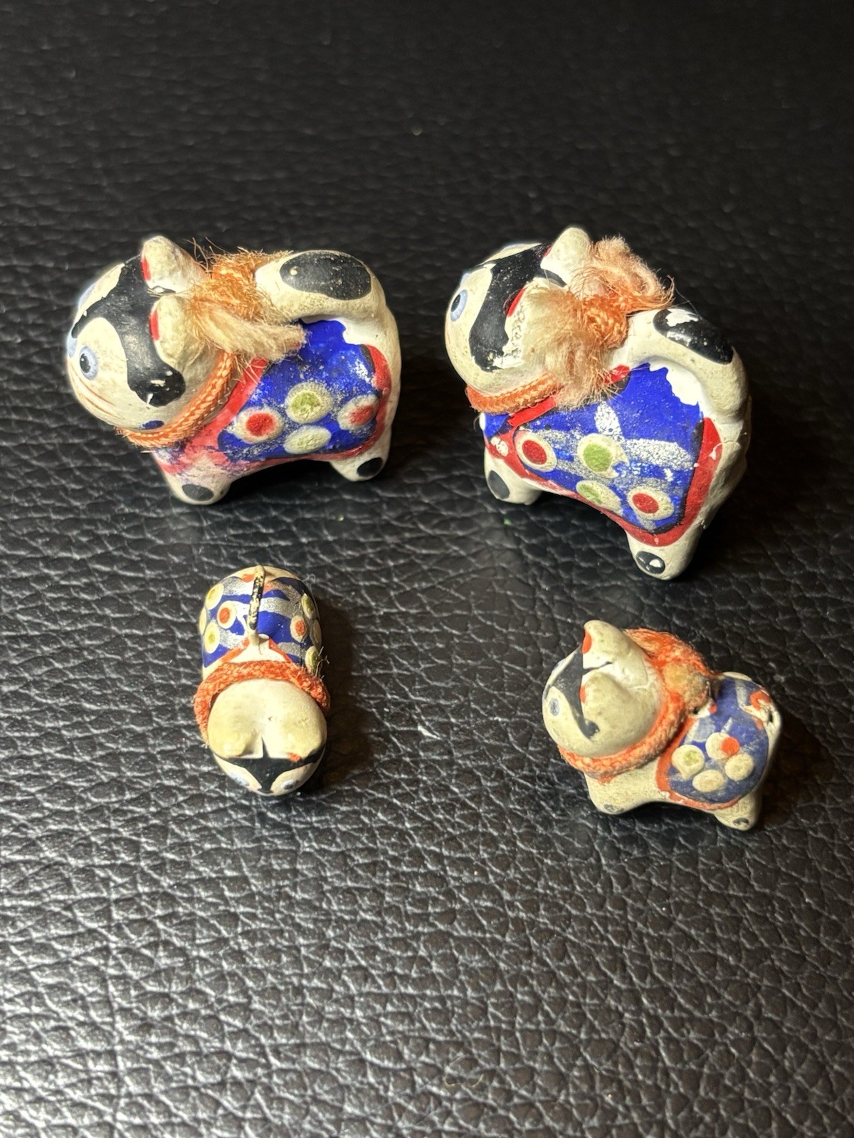 Vintage Japanese INU HARIKO Miniature Figurines ‘Lucky Dog’ Folk Art. X4