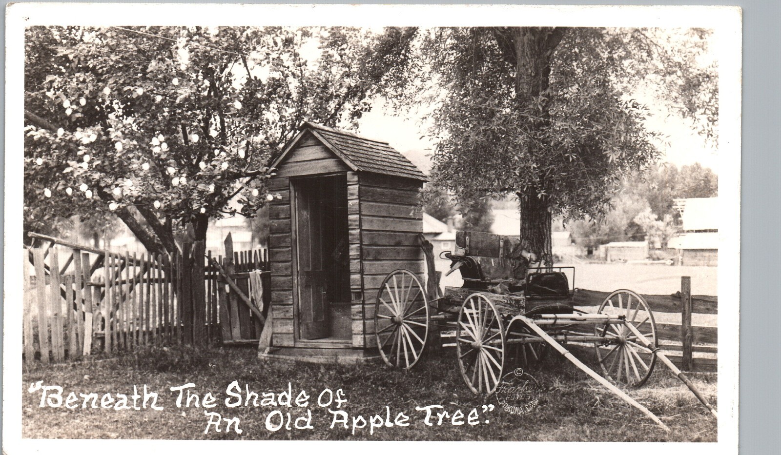 OUT-HOUSE & WAGON frashers real photo postcard rppc wild west pioneer humor