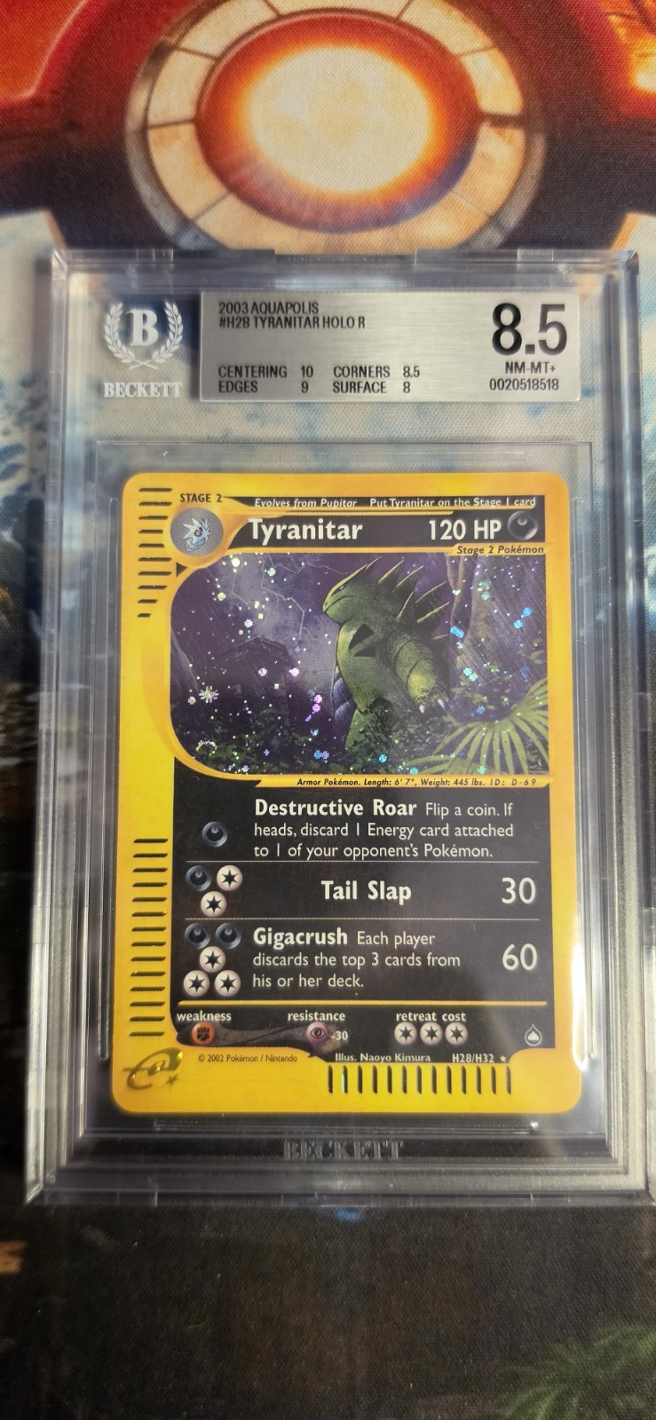 Pokemon Tyranitar 2003 Aquapolis H28/H32 Holo Rare BGS 8.5 Graded