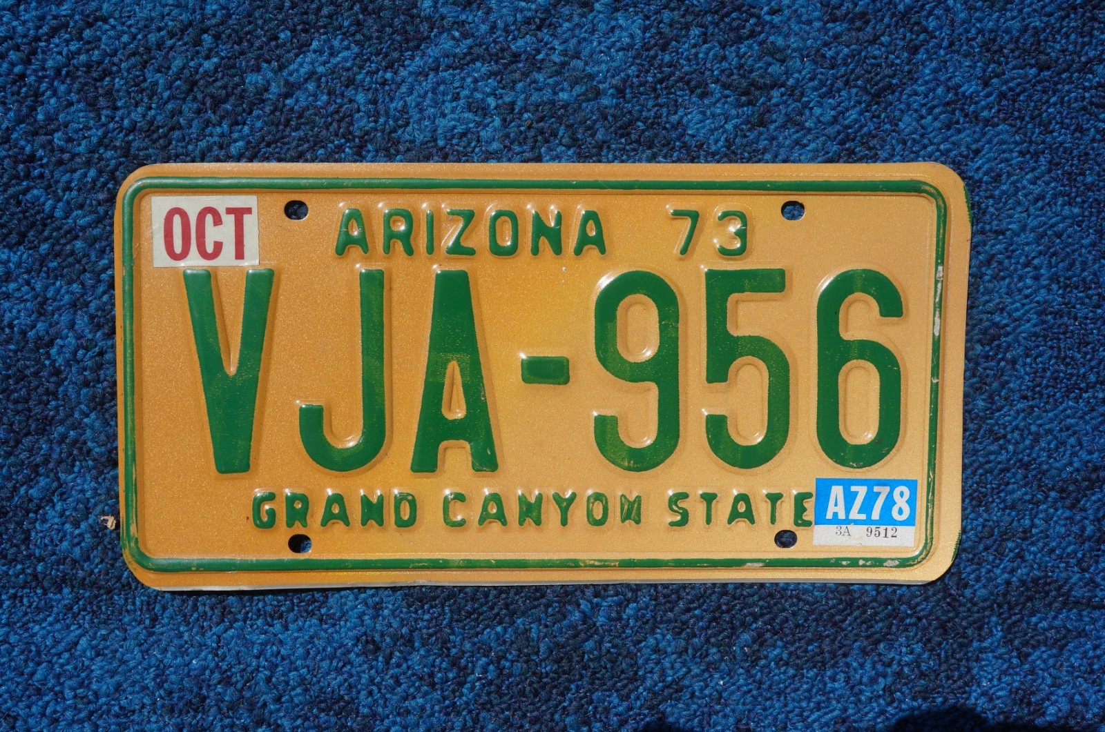 1973 1978 Arizona Yellow Vintage License Plate # VJA 956 Grand Canyon State 1973 1978 Arizona Yellow Vintage License Plate # VJA 956 Grand Canyon State