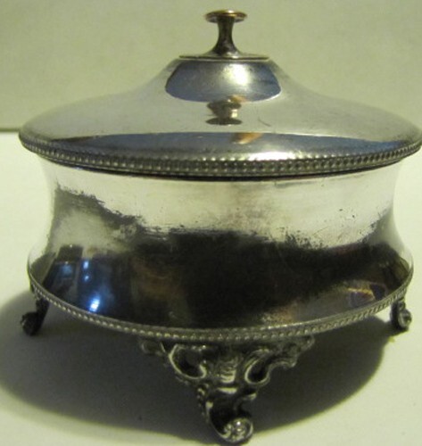 VICTORIAN SILVER COVERED TRINKET POWDER DRESSER VANITY JAR COLONIAL SILVER CO