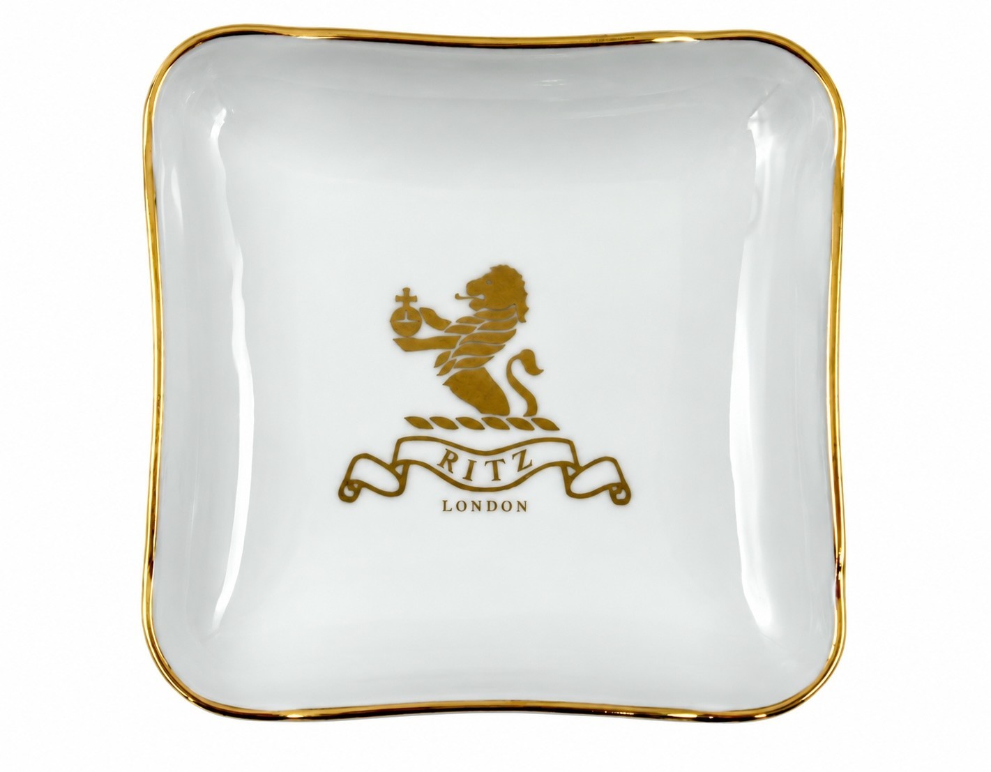 Vintage Ritz London Hotel Gold Porcelain Ashtray Catchall Dish