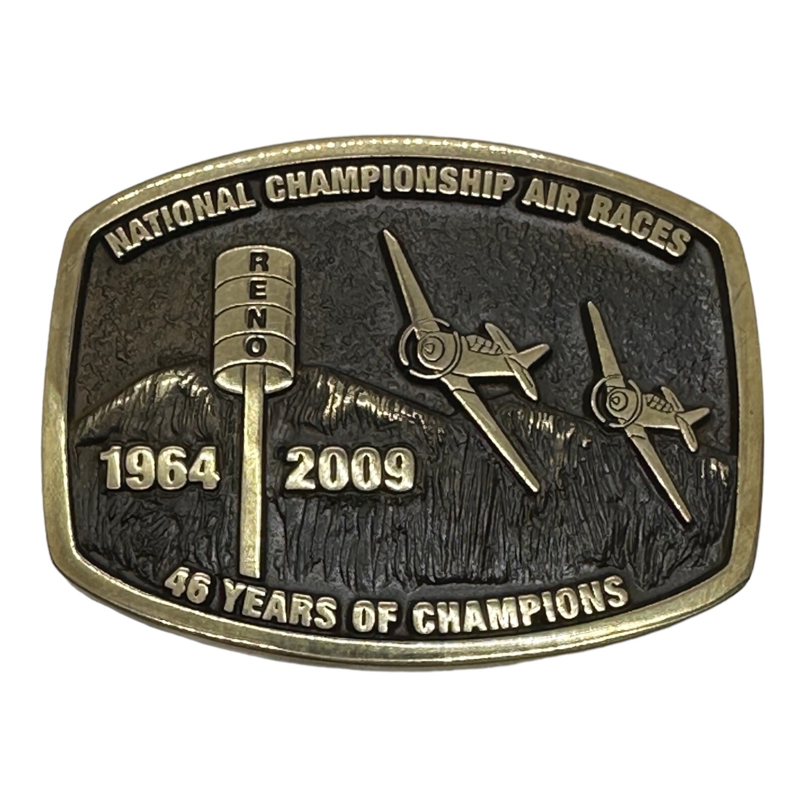 1964-2009 Reno National Championship Air Race Brass Belt Buckle VINTAGE NOS ab