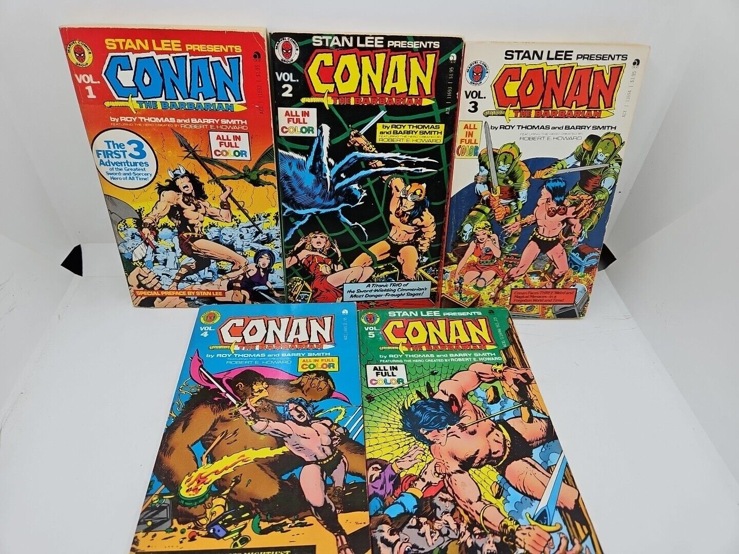 Conan The Barbarian 1970s Marvel Pocket Book Lot vol. 1 2 3 4 5 set Bronze Age