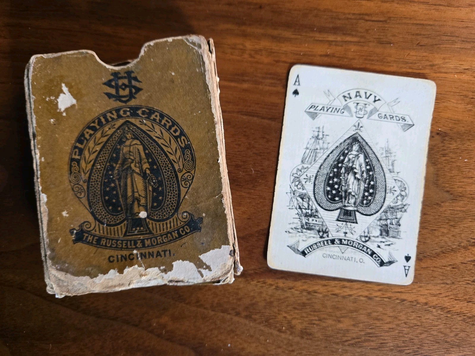 c1883 Antique Russell & Morgan Navy 303 Playing Cards 52/52 Original Angel Back c1883 Antique Russell & Morgan Navy 303 Playing Cards 52/52 Original Angel Back