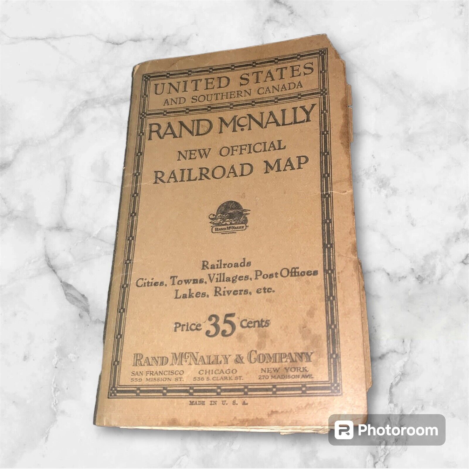 Antique Rand McNally Railroad Map