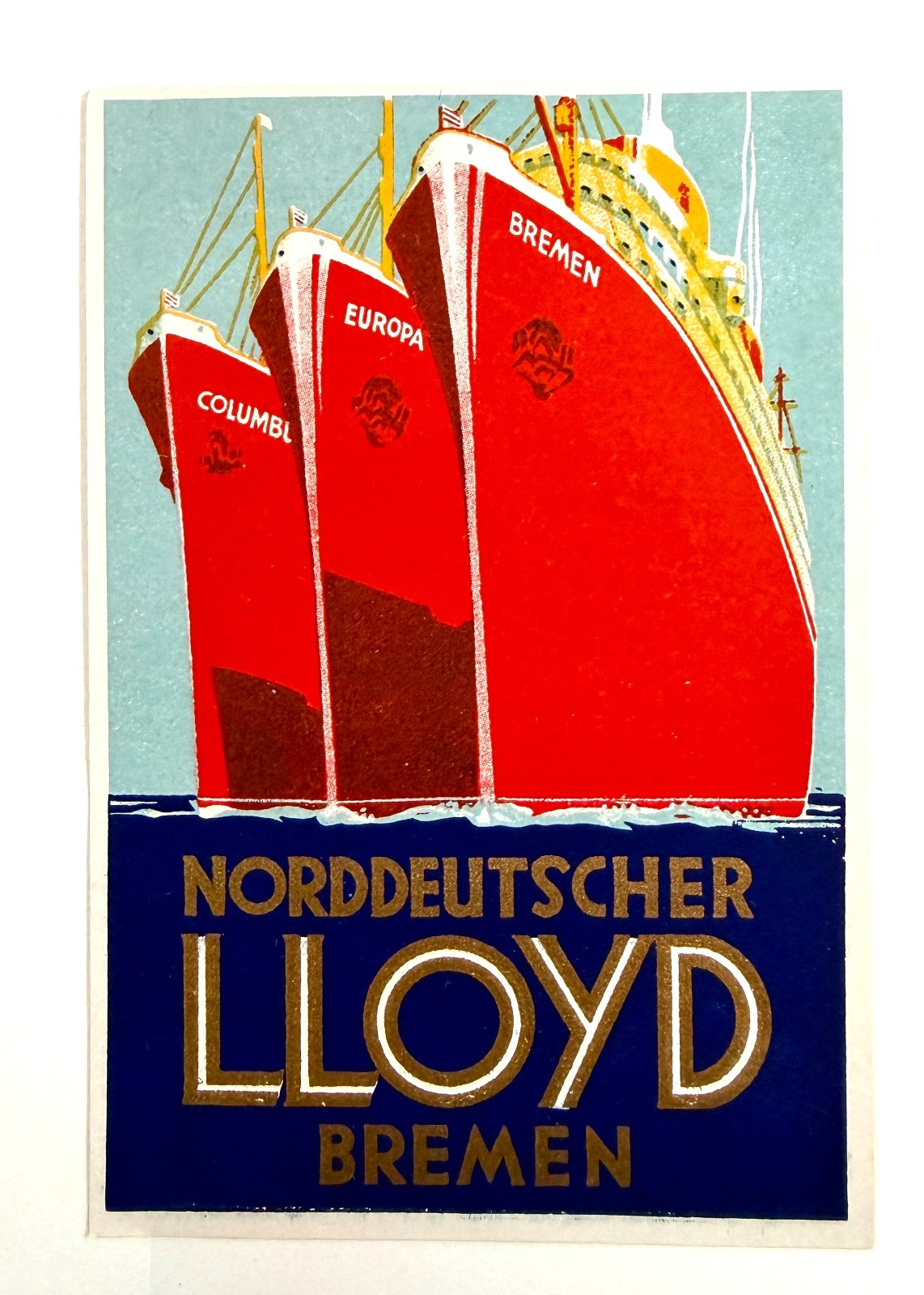 Norddeutscher LLoyd S.S. Bremen Baggage / Luggage Label -  Art Deco - 1930\'s