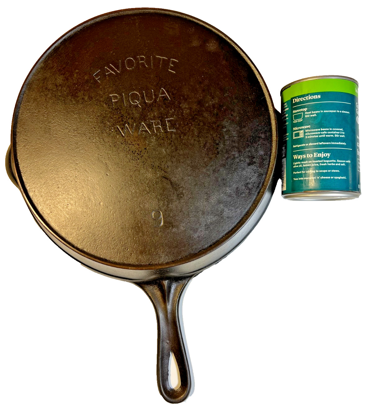 Antique Favorite Piqua Ware #9 Cast Iron Skillet Pan FLAT Smooth Pre-Griswold