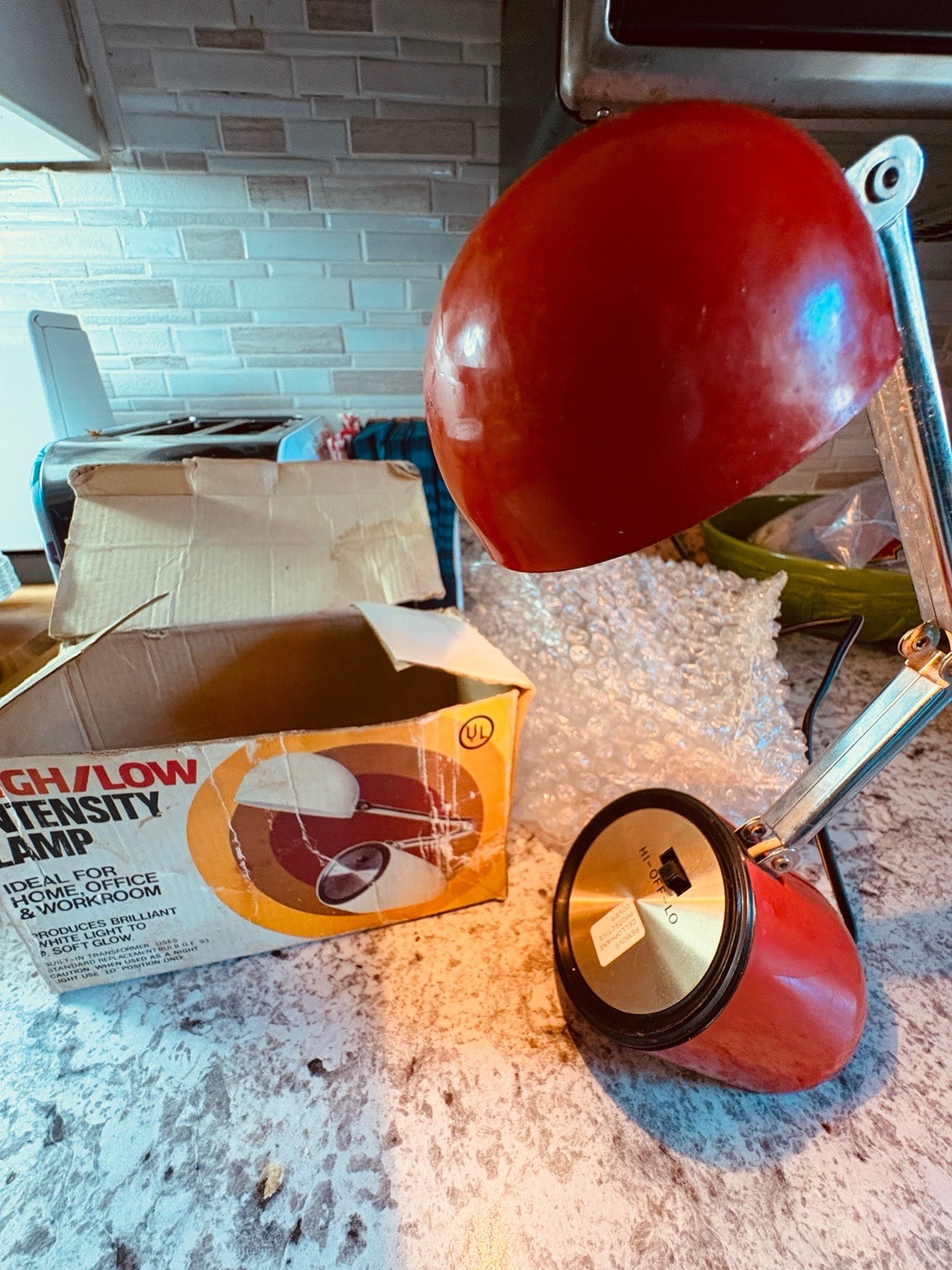 Vintage 1970s Presitigeline Orange and Chrome Pill Desk Lamp WORKS HTF RARE