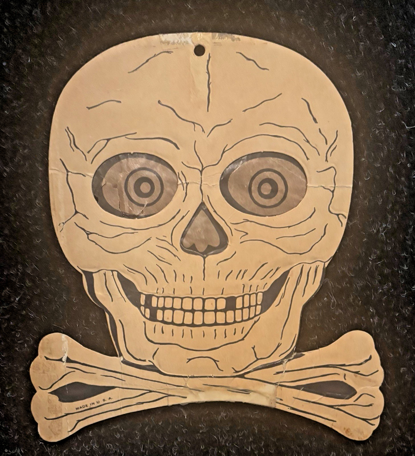 vintage H E Luhrs die cut skull with eyes Halloween decoration