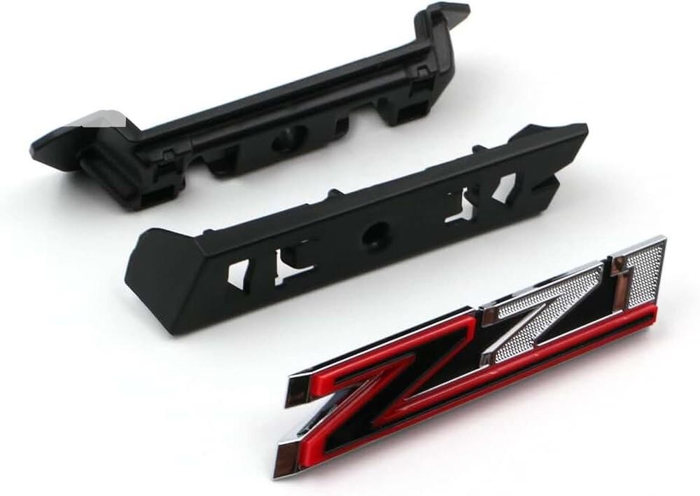 Front Grille Z71 Emblem Badge 3D Chrome Red Silverado 1500 2019-2023