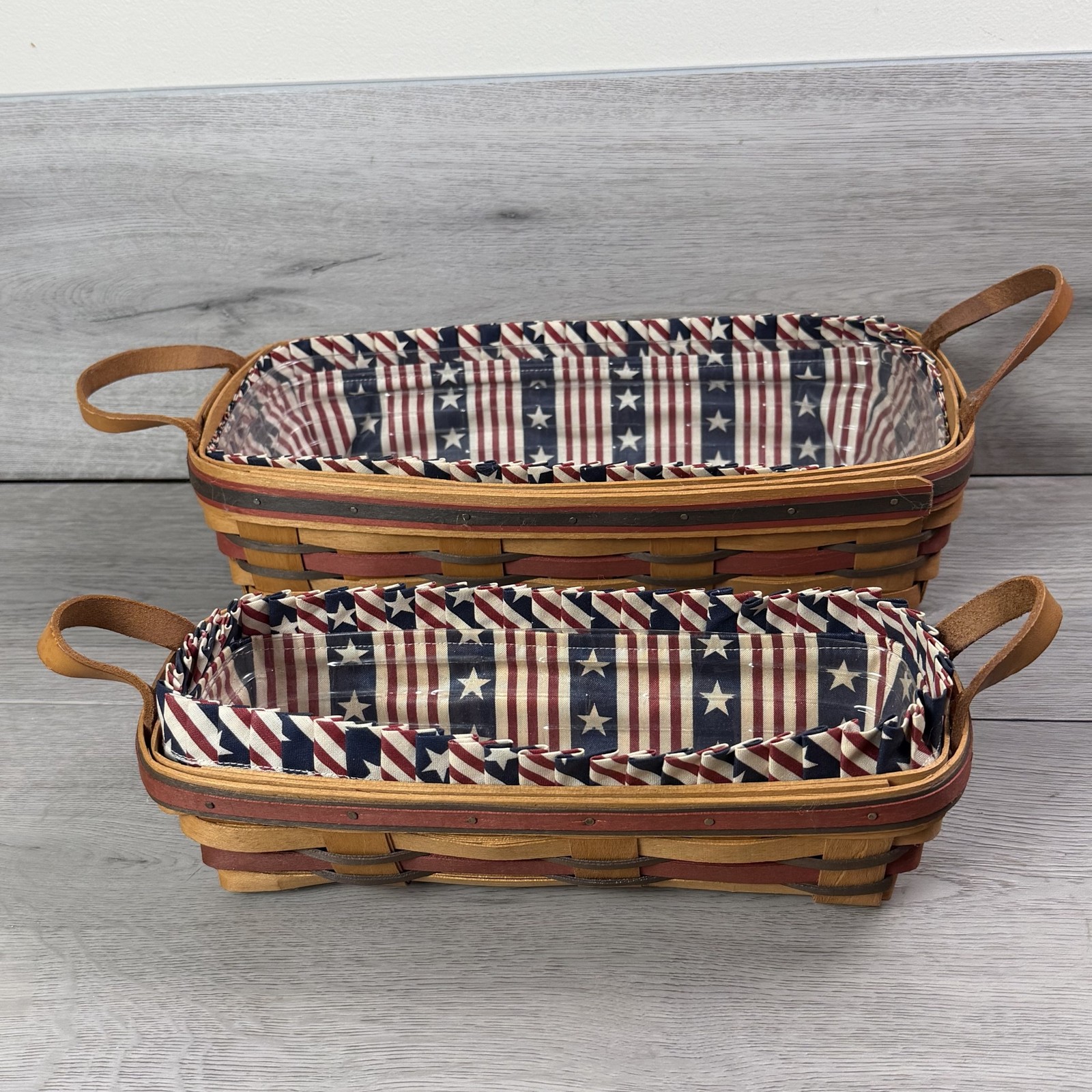 Vintage 1993 Longaberger All-American Liberty Large Bread Baskets Set Patriotic