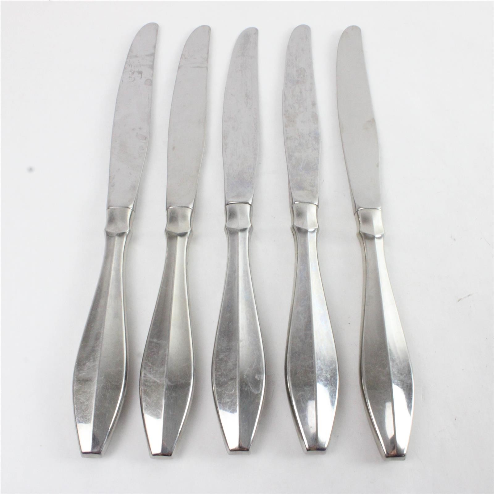 Set of 5 Oneida Stainless Fascia Modern Hollow Handle Knives 9.75in