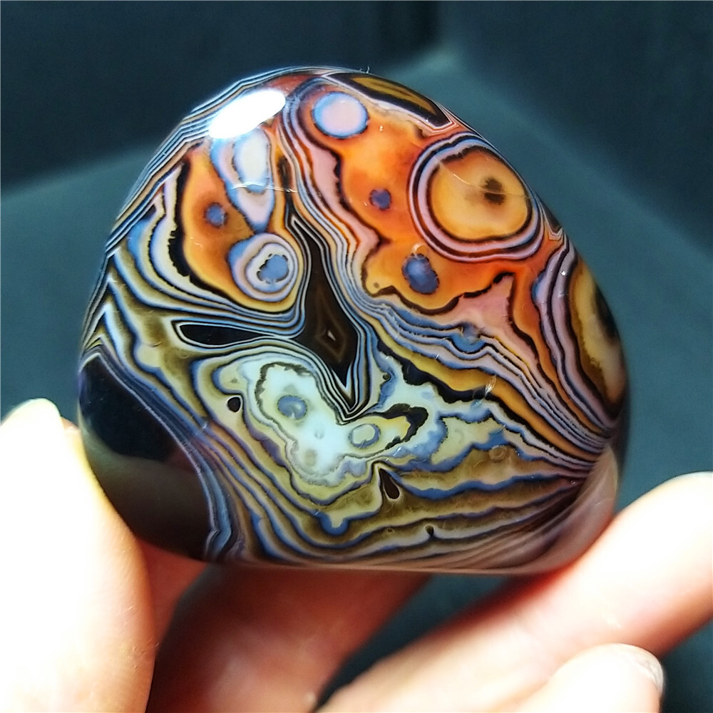 TOP 54.5G Natural Polished Silk Banded Lace Agate  Stone Madagascar B1056