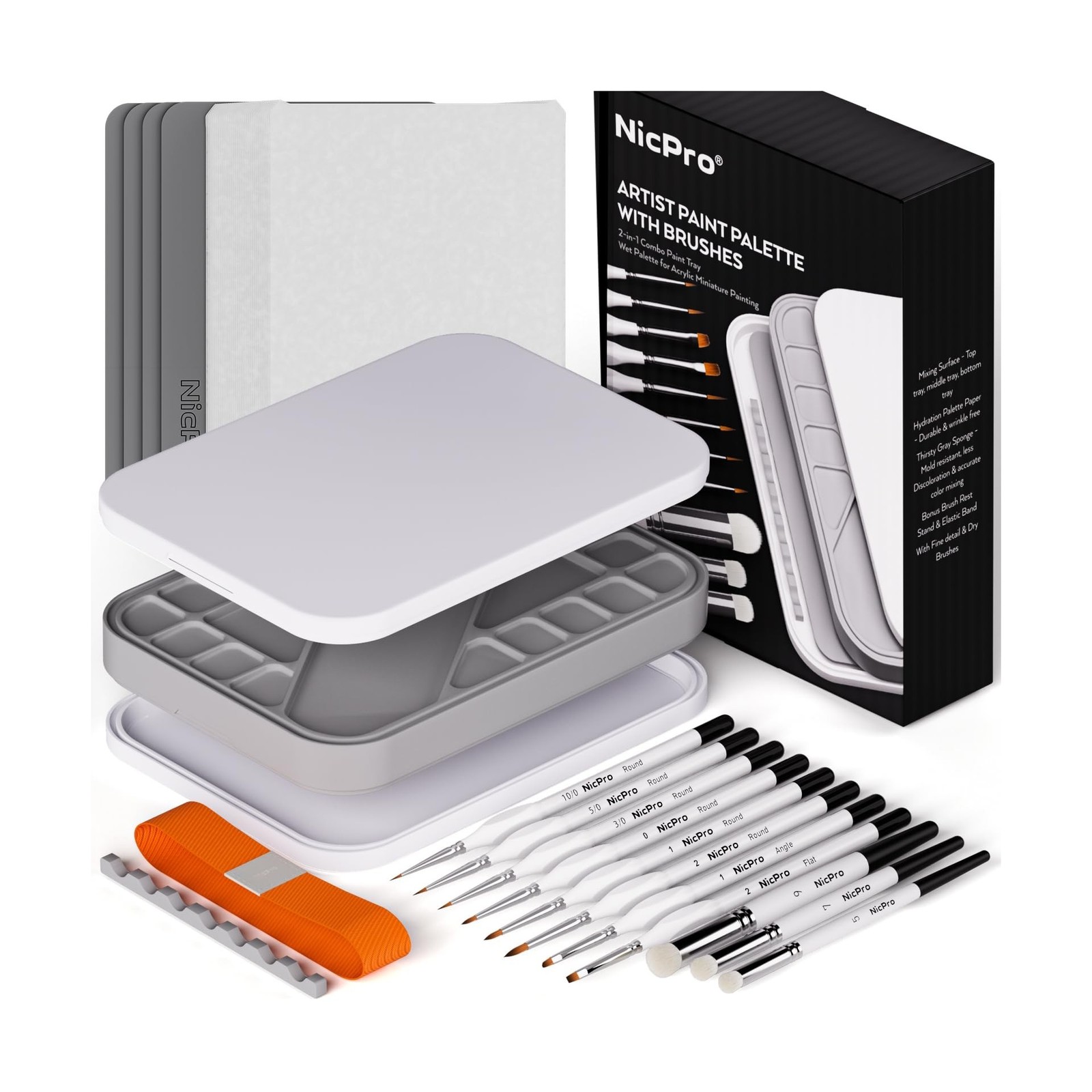 Nicpro Miniature Painting Kit with Wet Palette & 11PCS Detail Paint Brushes D... Nicpro Miniature Painting Kit with Wet Palette & 11PCS Detail Paint Brushes D...