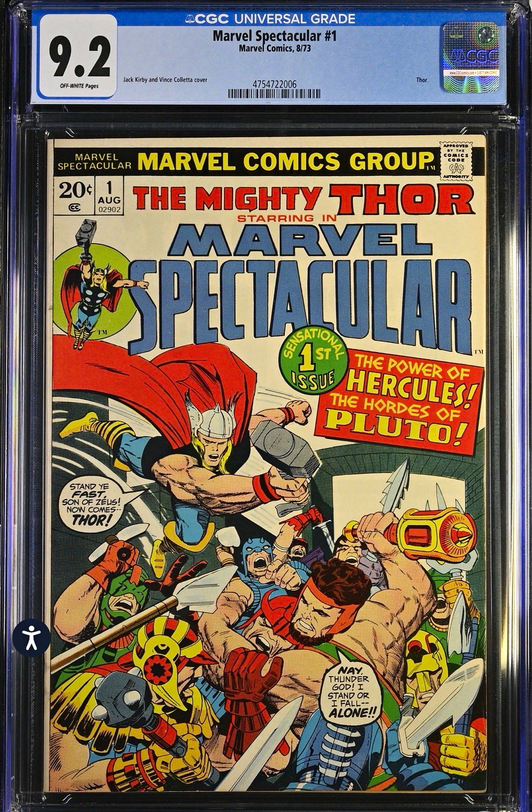 Marvel Comics Marvel Spectacular #1 CGC 9.2 (1973) Thor & Hercules 1st Print Marvel Comics Marvel Spectacular #1 CGC 9.2 (1973) Thor & Hercules 1st Print