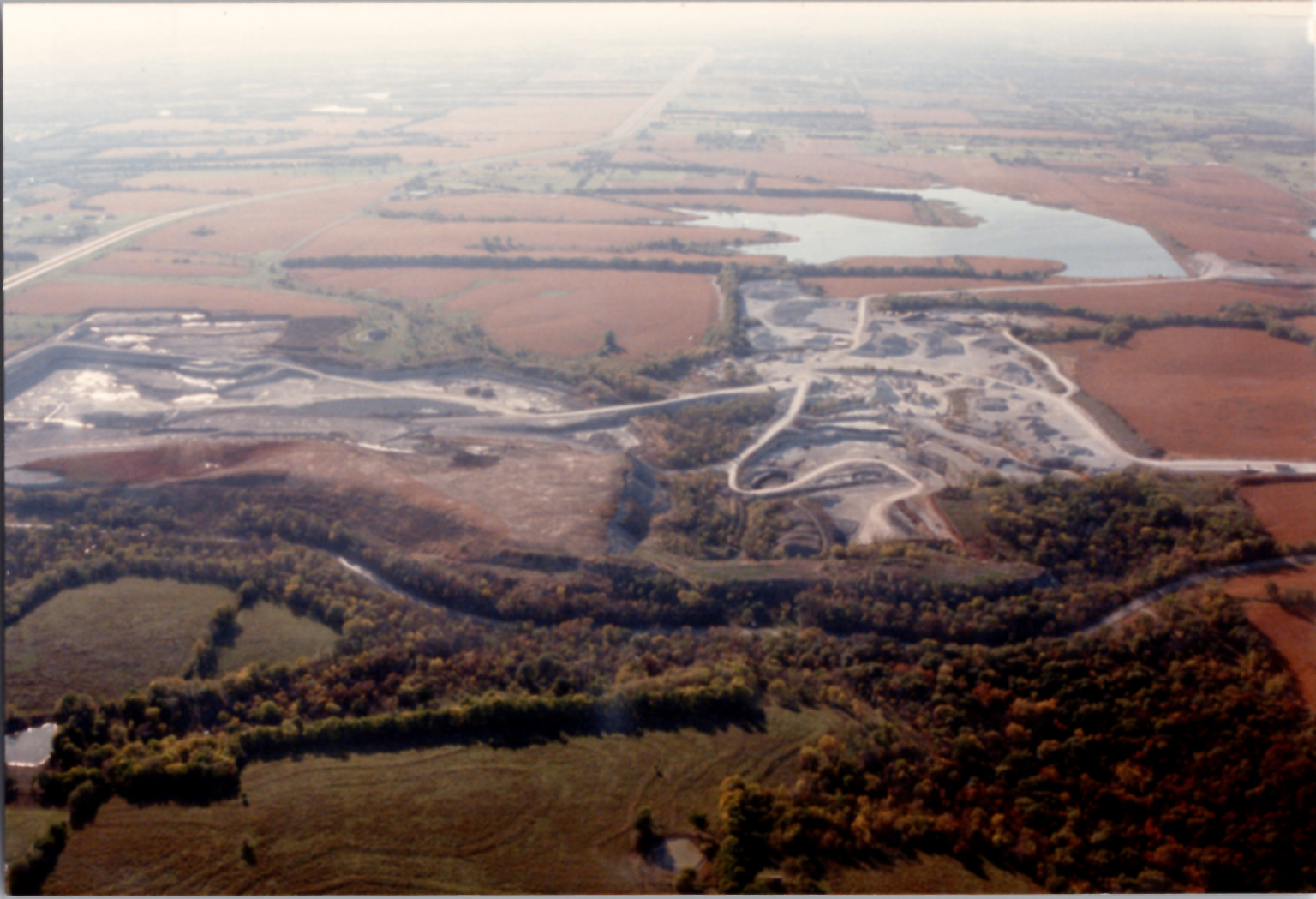 Aerial View Mining Quarry Industrial Landscape Photograph Late 20th Century