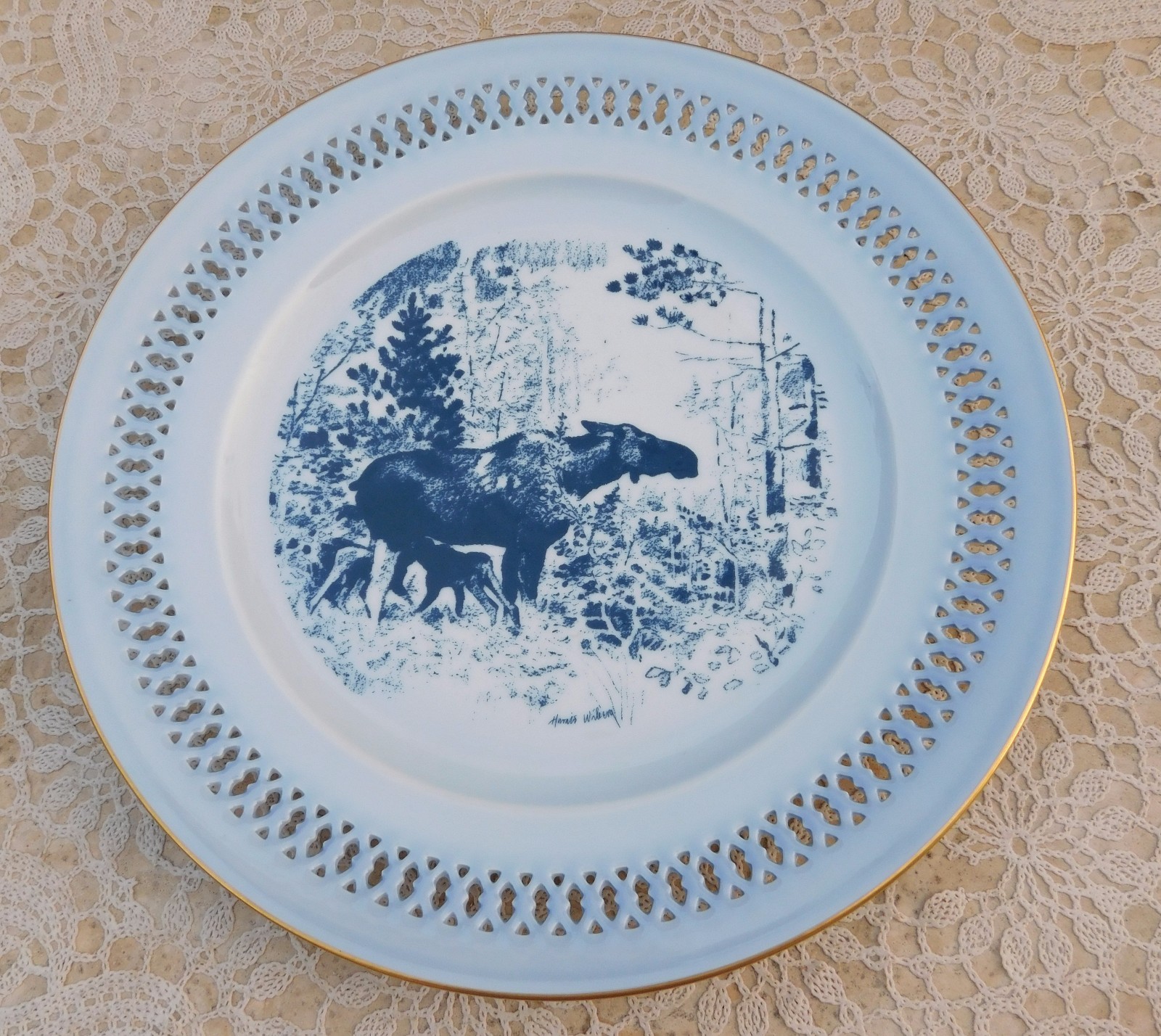 COPENHAGEN Porcelain Plate Wall Plaque BING GRONDAHL Harald Wiberg Elk Moose