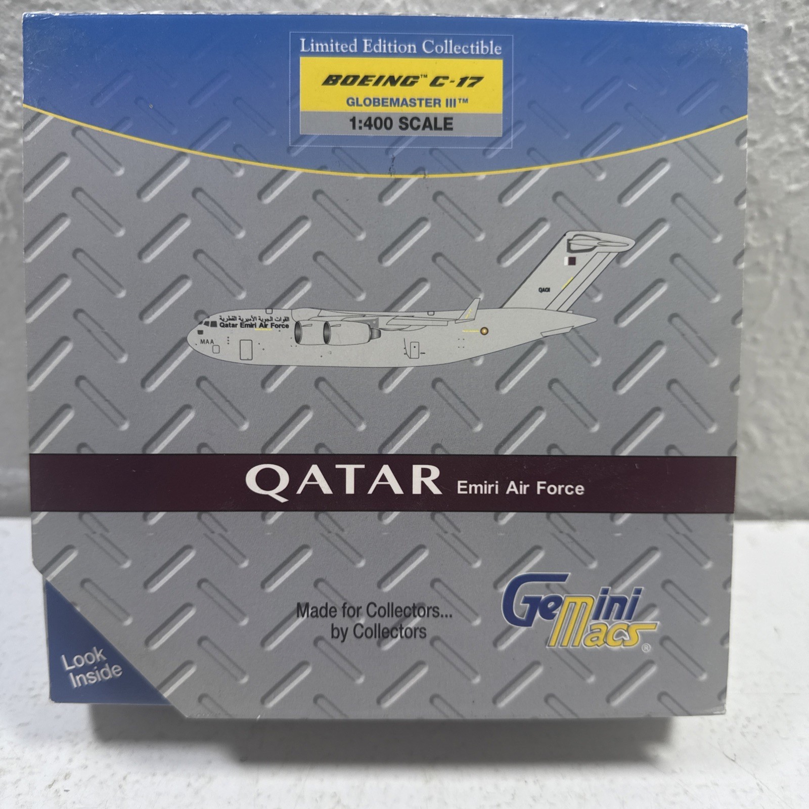1400 2009 Gemini Macs GMQAF043 Qatar Amiri Flight Boeing C17 Scale Model G2U