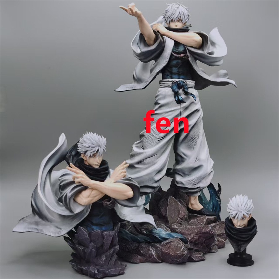 New 35cm Jujutsu Kaisen Gojo Satoru Figure Model Statue W/3 Heads Decoration