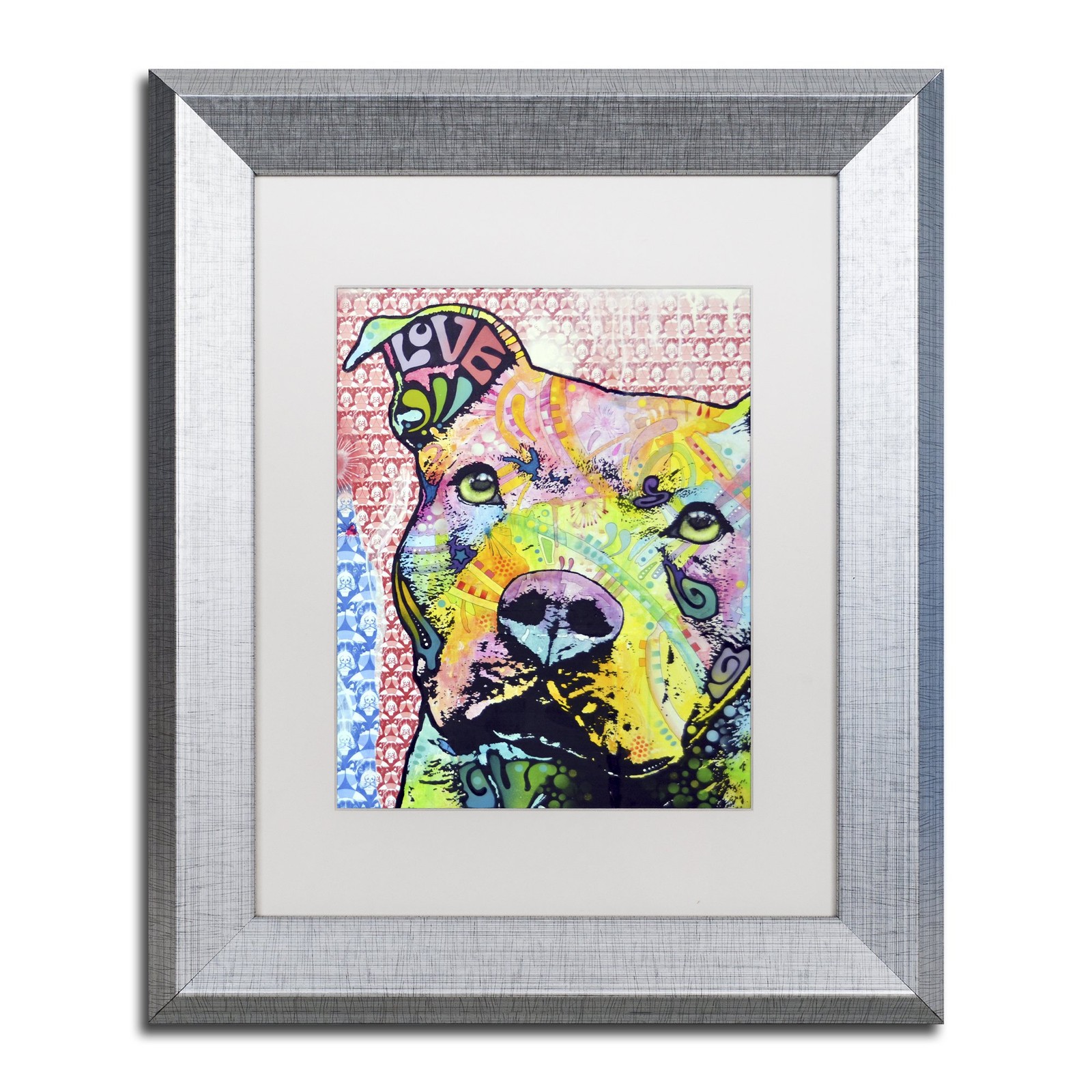 Trademark Fine Art \'Thouthful Pittbull II\' White Matted Silver Frame Dean Russo