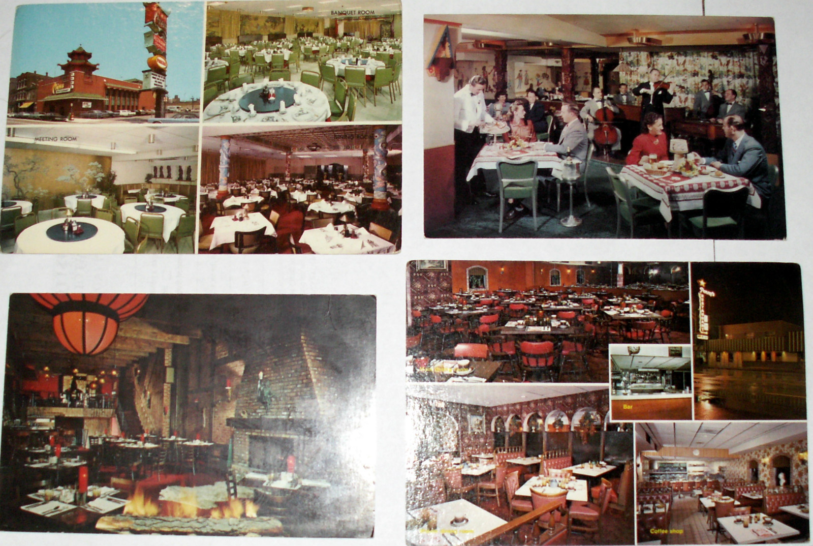 4 Vintage CHICAGO, IL RESTAURANT Cards-PENNY'S/CHIAM/SWISS CHALET/FIREPLACE INN