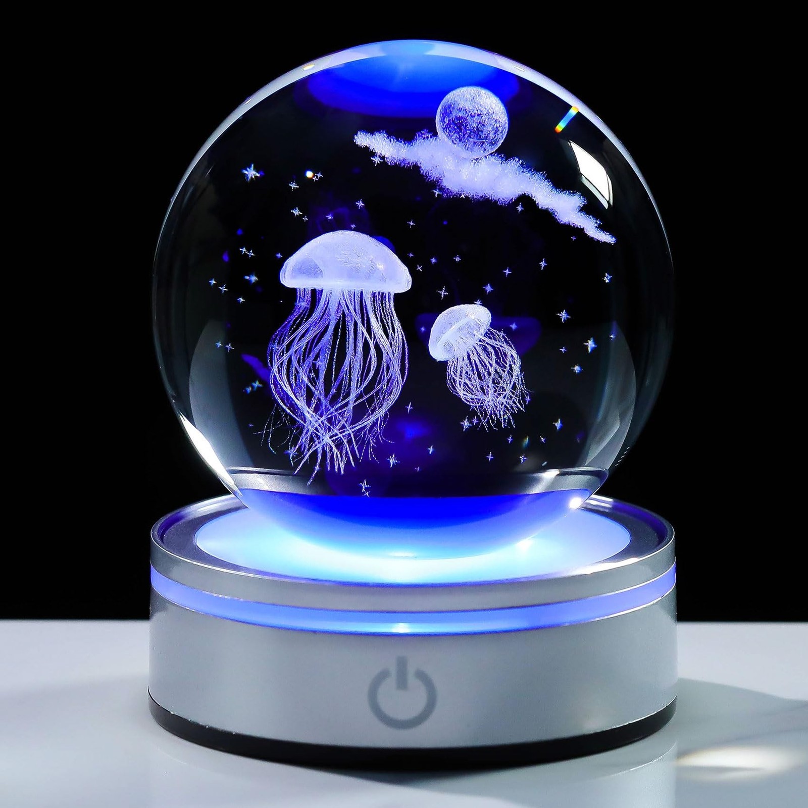 Movdyka 3D Crystal Ball Jellyfish Decor Figurine Marine Biology Gifts for Wom...