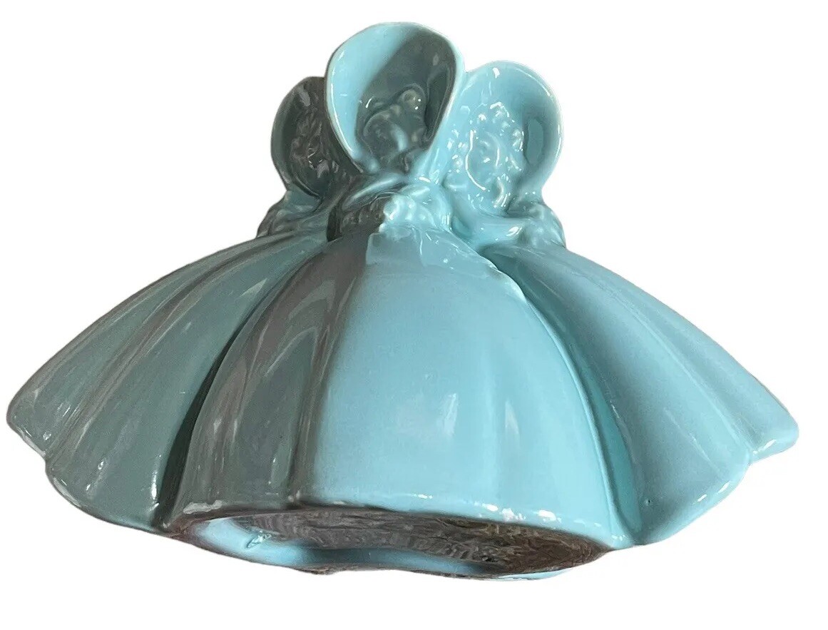 Vintage Haeger 3 Southern Belle Ladies Aqua Blue Planter 1940s Vintage Haeger 3 Southern Belle Ladies Aqua Blue Planter 1940s