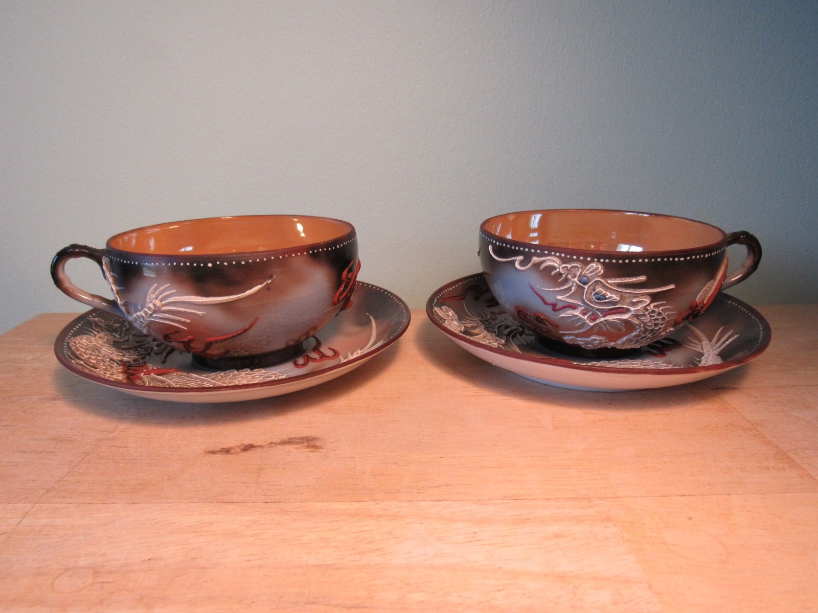 2 DRAGONWARE MORIAGE Teacups / Matching Saucers - Made in Japan 2 DRAGONWARE MORIAGE Teacups / Matching Saucers - Made in Japan