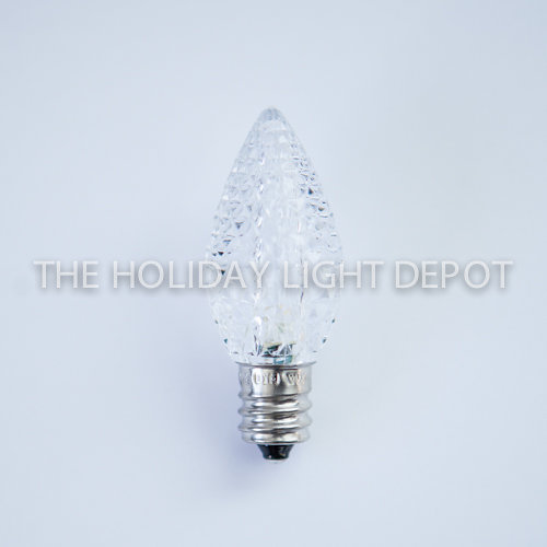 25 C7 Pure White LED Faceted Christmas Light Bulbs LED Retro Fit Dimmable