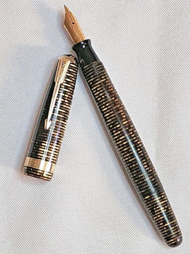 Vintage Golden Brown Striped Parker Vacumatic Fountain Pen Major Golden Arrow