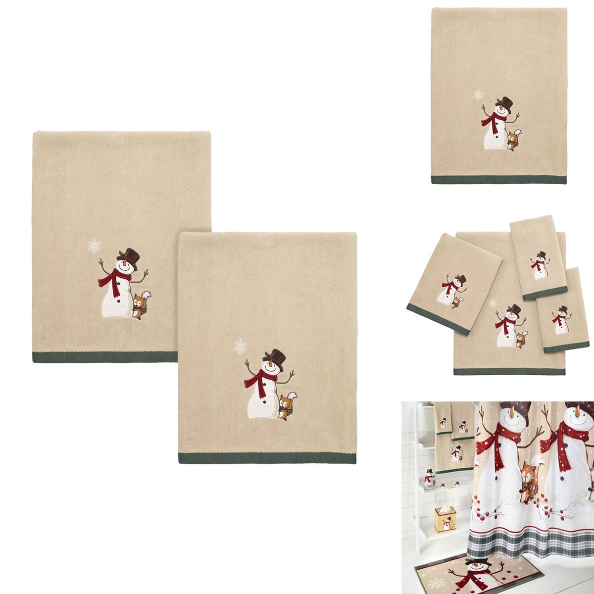 Avanti Linens 03744X-2BTST TAN Christmas Soft Absorbent Cotton Bath Towel