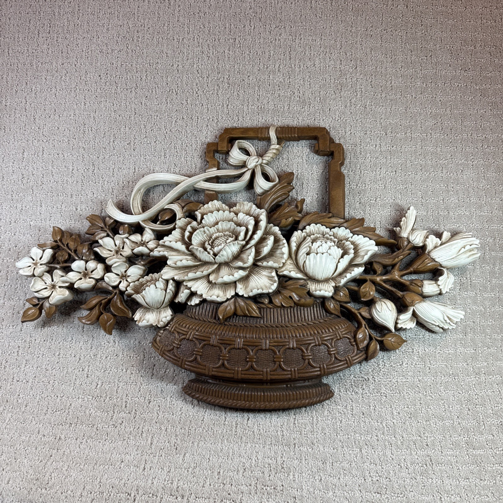 VTG Syroco Homco USA Basket Wall Plaque Mid Century Cottagecore