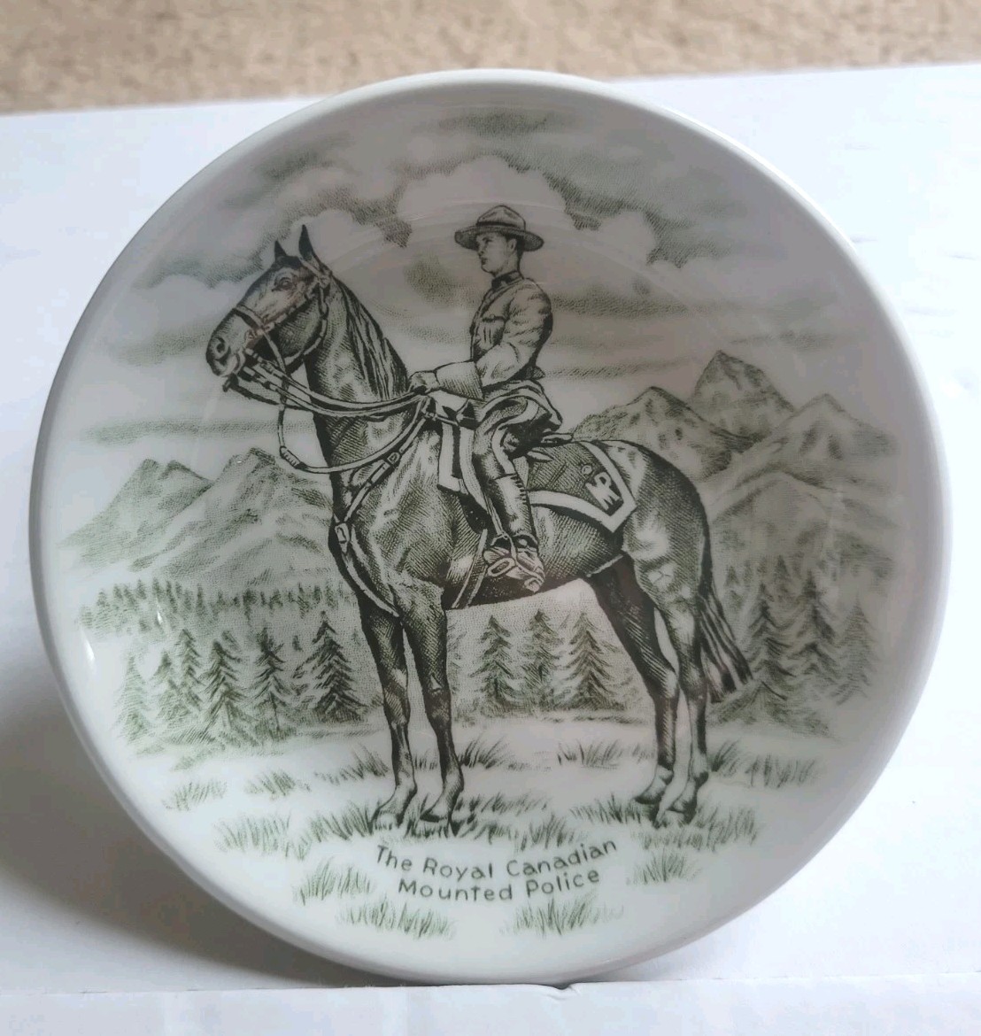 Vtg Royal Canadian Mounted Police Porcelain Trinket Plate  Wood & Sons. (9)