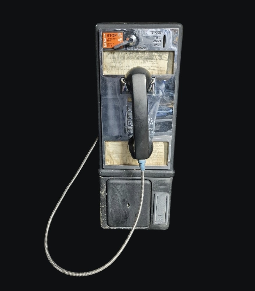 VINTAGE PAYPHONE. CHROME.  PLEASE READ NO KEYS