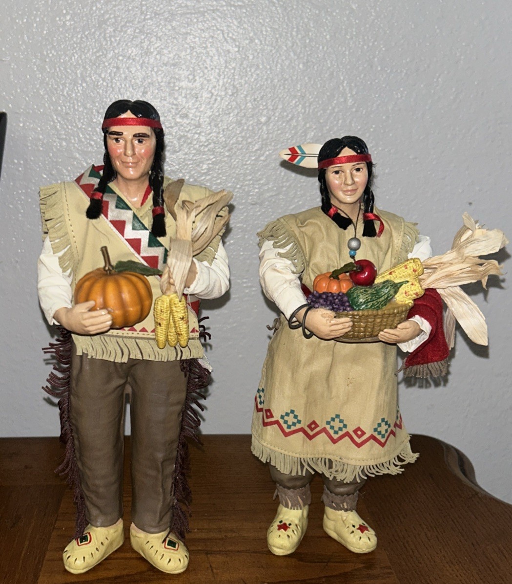 Vintage Midwest Importers Of Cannon Falls  Paper Mache/Ceramic Indian Figurines
