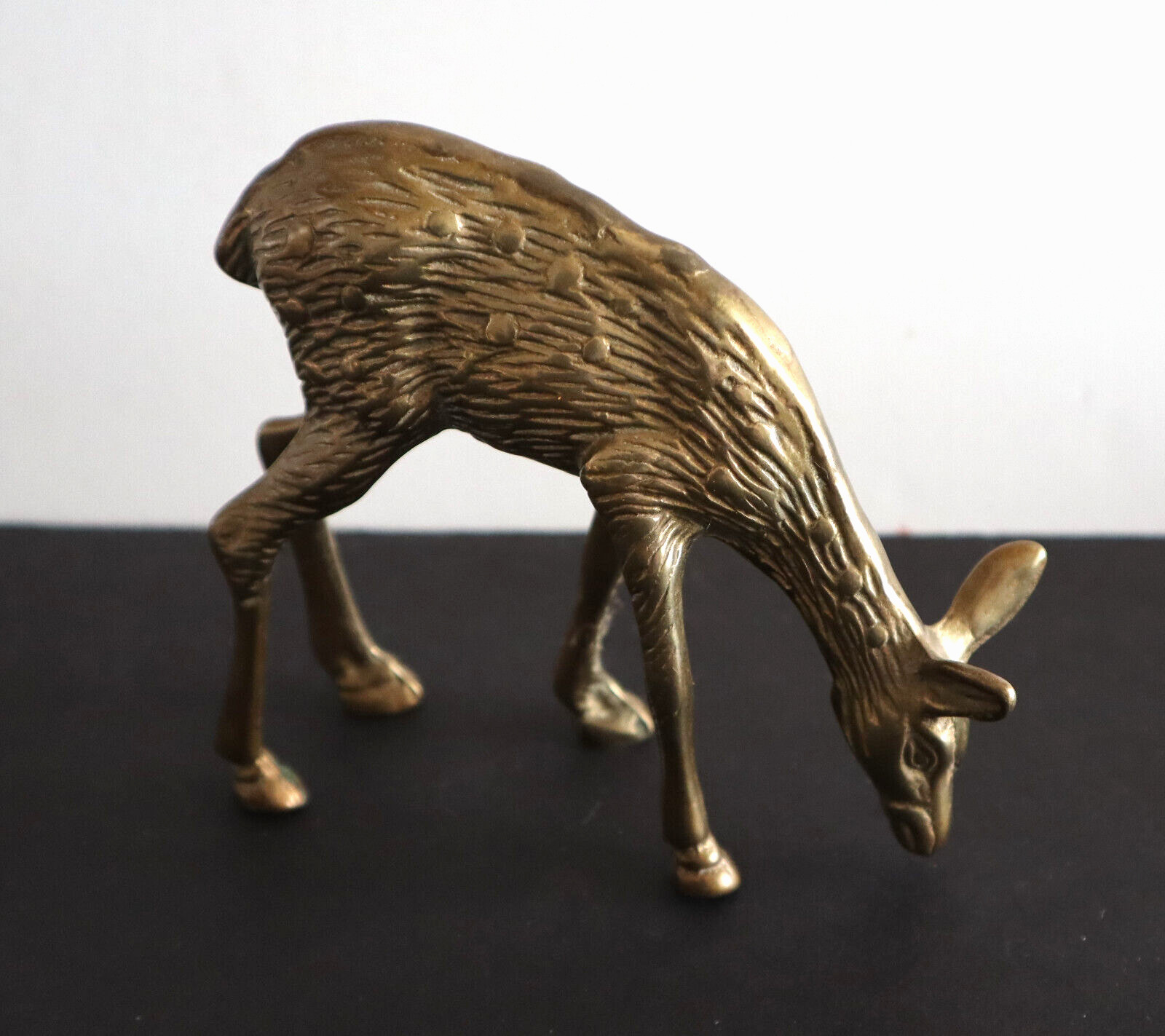 Vintage MCM Mid Century Brass Spotted Doe Fawn Deer Figurine 4-1/4\