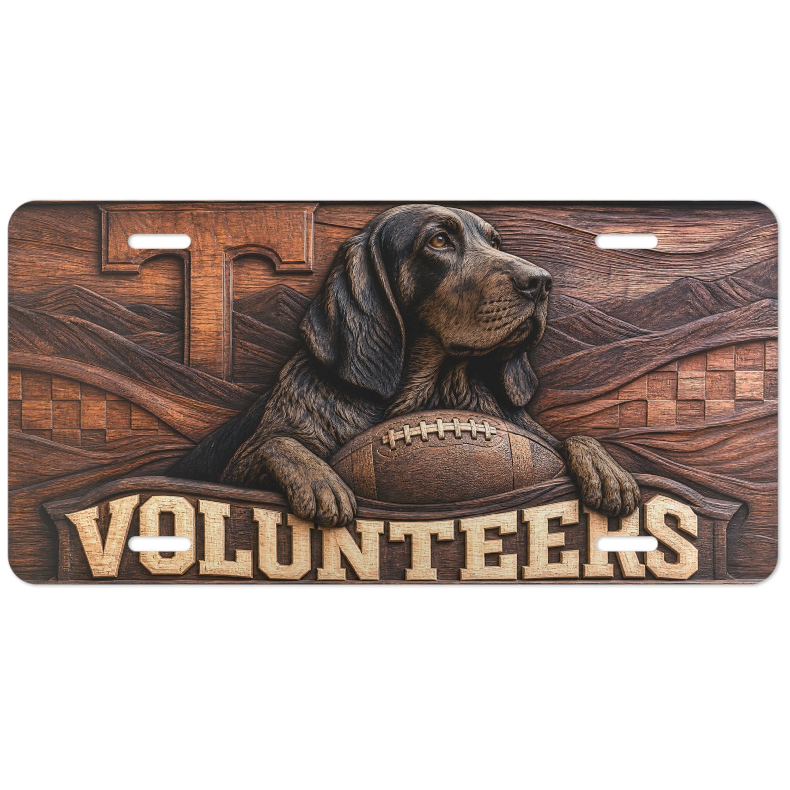 Tennessee Volunteers License Plate Smokey Dog Football Flat Aluminum Car Tag