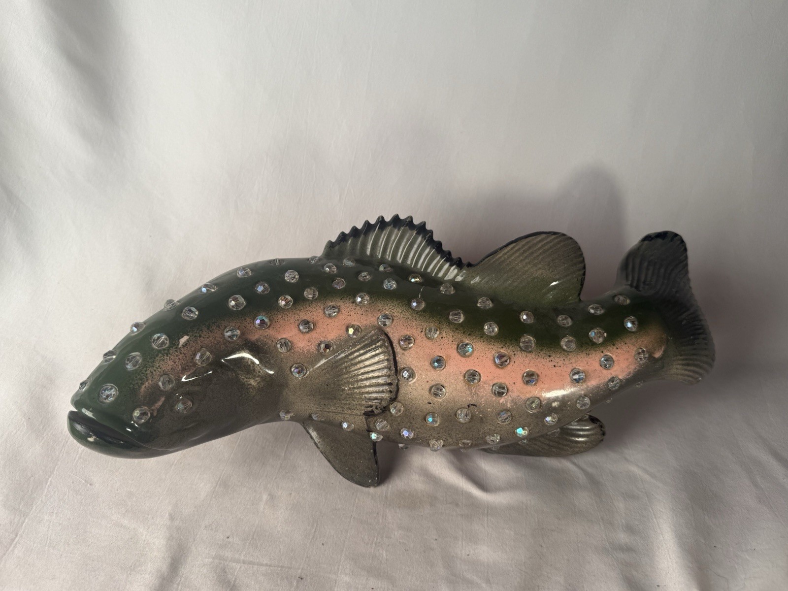 Vintage MID CENTURY HTF KOI CARP FISH IRIDESCENT TV Lamp MCM 50s NO LIGHT