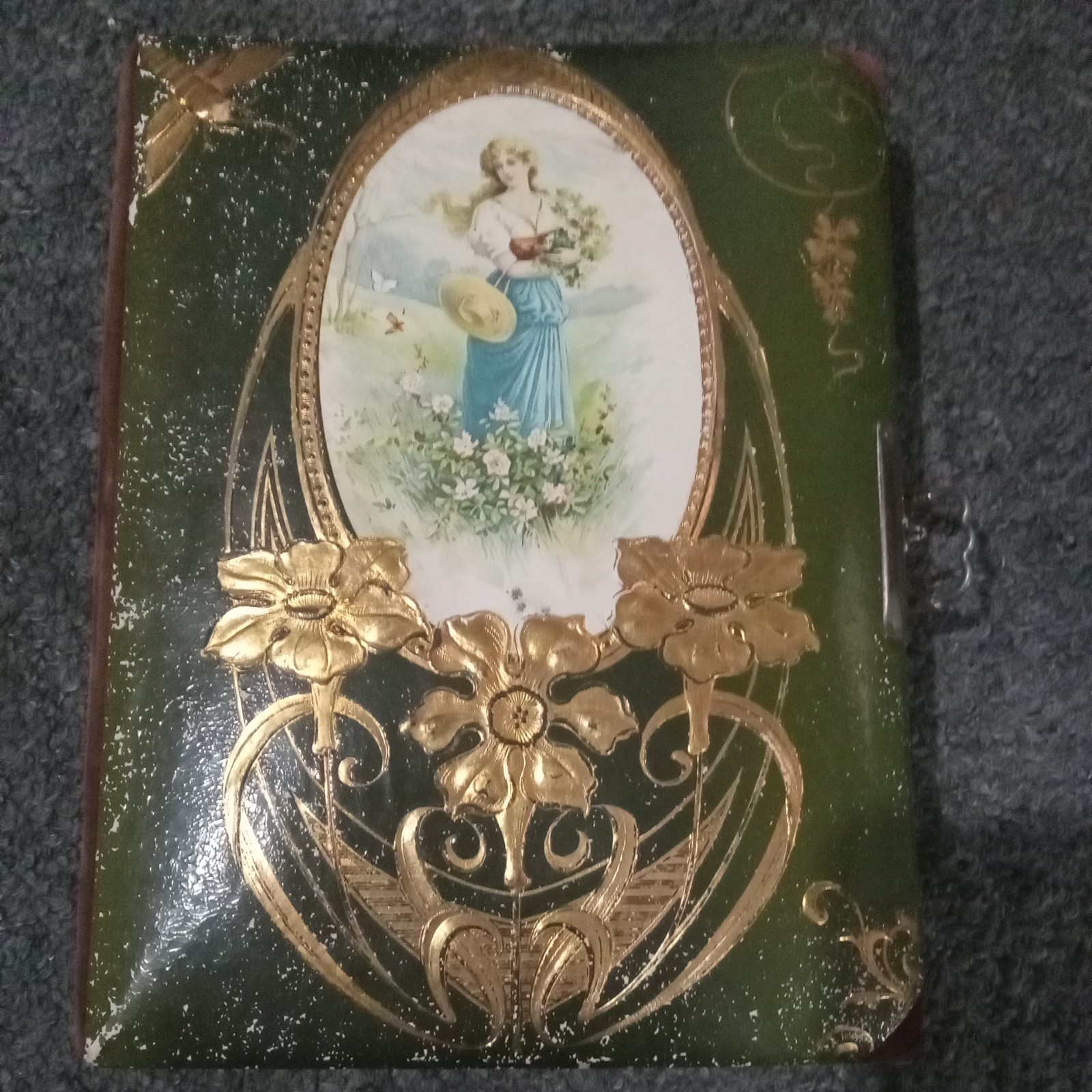 Antique Victorian Celluloid and Velvet Photo Album 