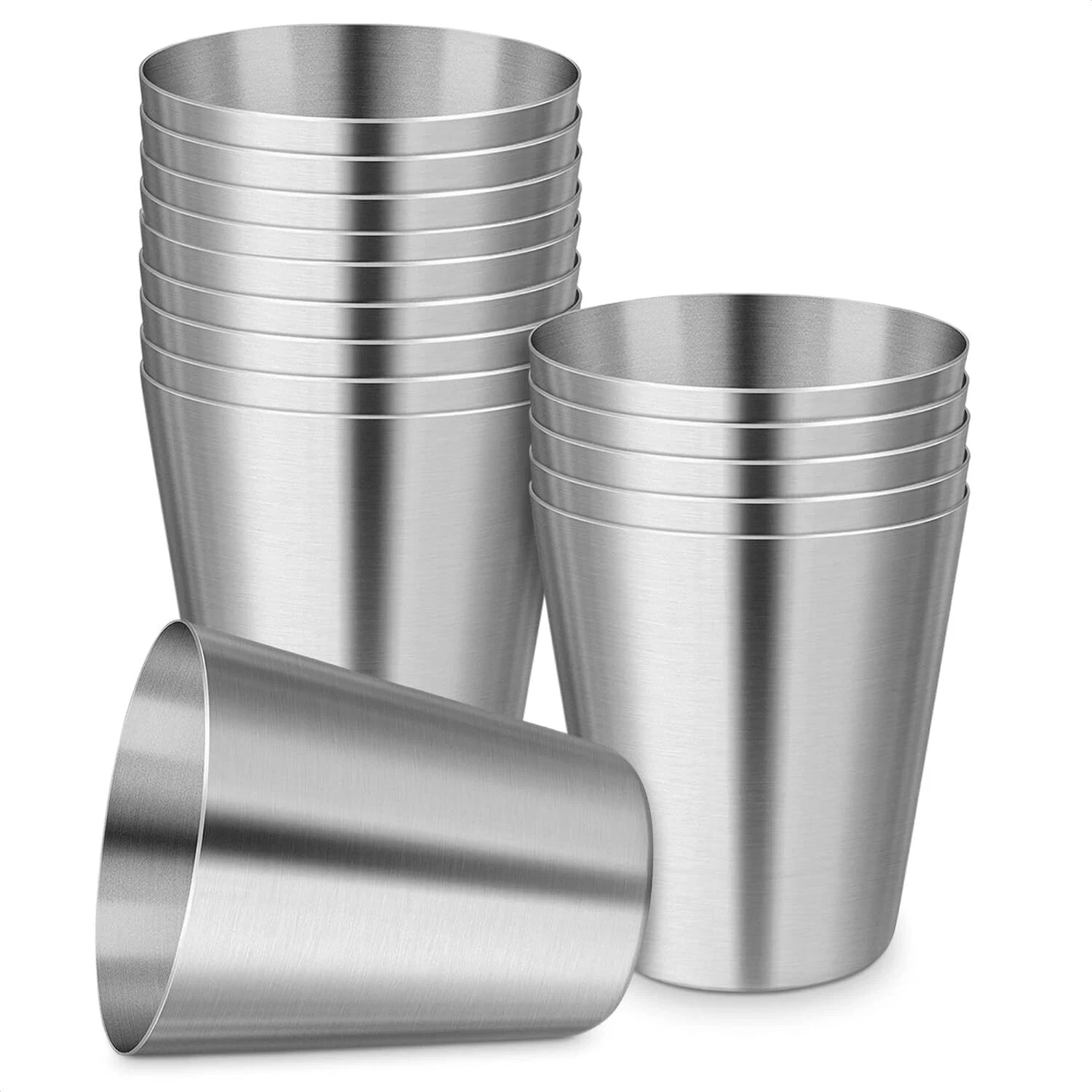 15 Pcs Stainless Steel Shot Glasses Set - 1 Oz Metal Shot Glasses Bulk Silver