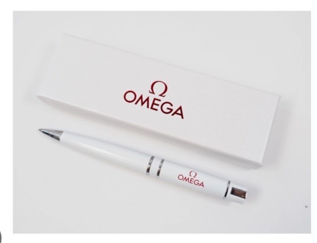 OMEGA Matte White Logo Ballpoint Pen Rare, New in box