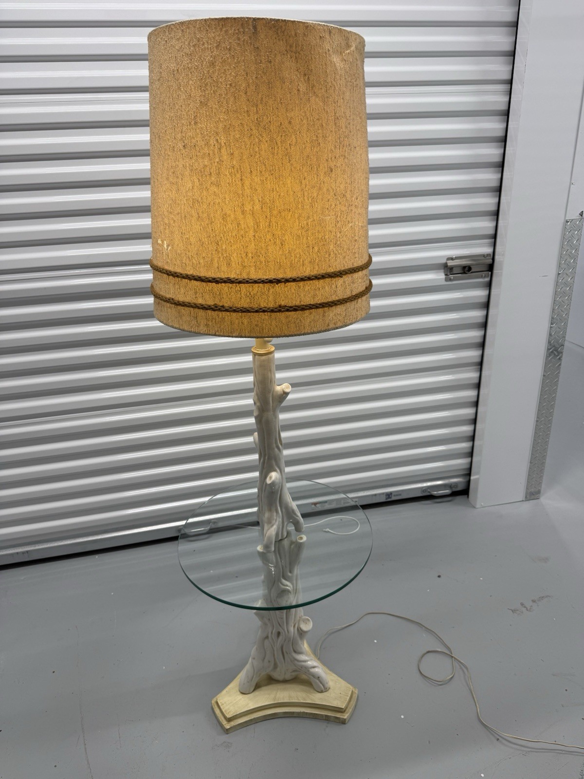 Vintage Nardini Studio Floor Lamp with Glass Table Shelf 66” Tree Trunk Style