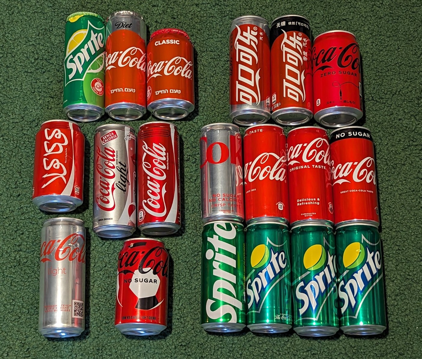 INTERNATIONAL FOREIGN SLIM SKINNY SODA CAN COLLECTION - COCA-COLA COKE SPRITE