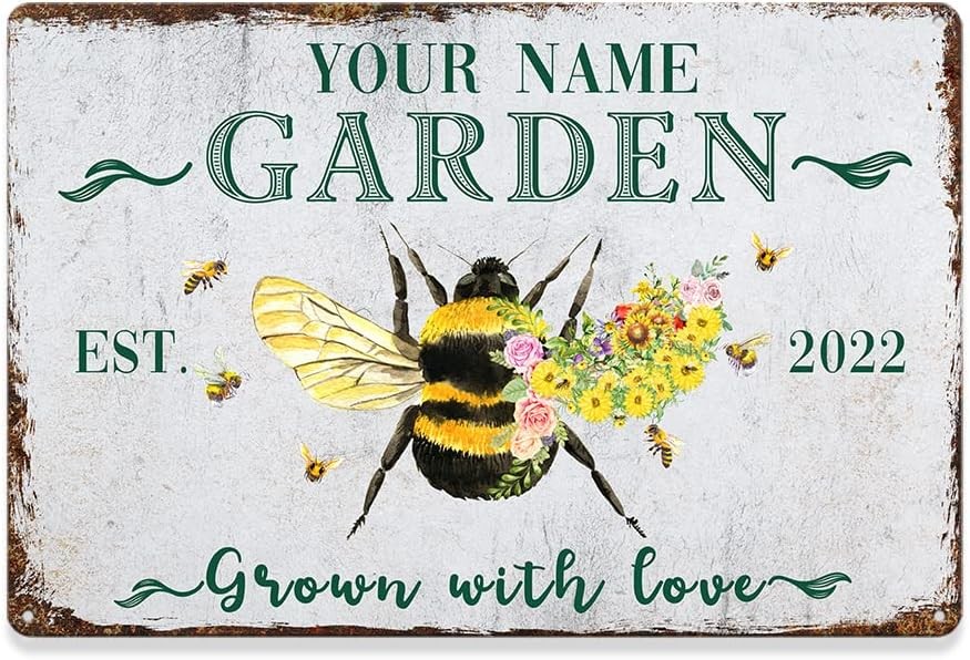 Garden to Personalize Name Custom Garden Tin Metal Sign Decor 8x12