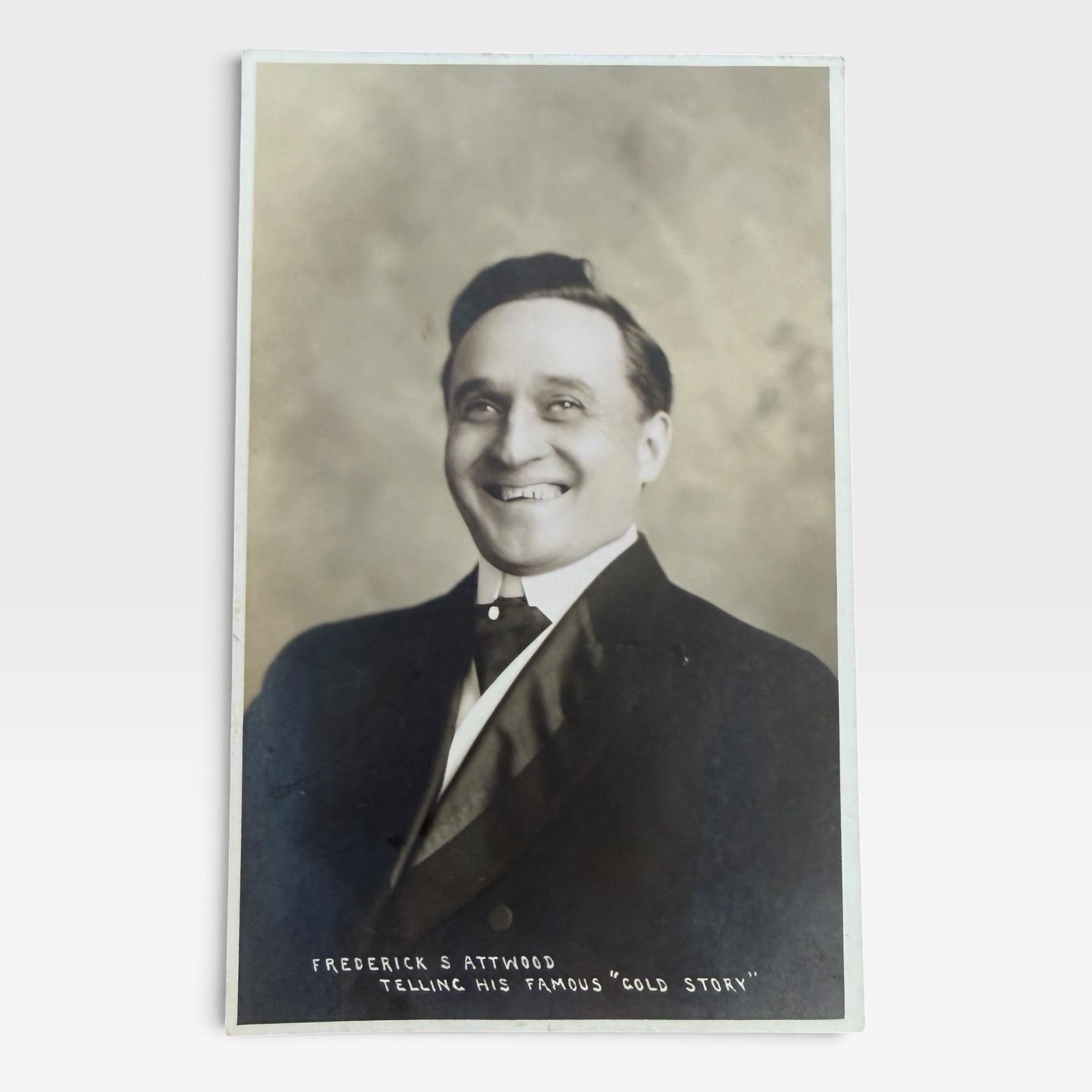 Frederick S Attwood Blind Author Lecturer RPPC Gold Story Photo Postcard