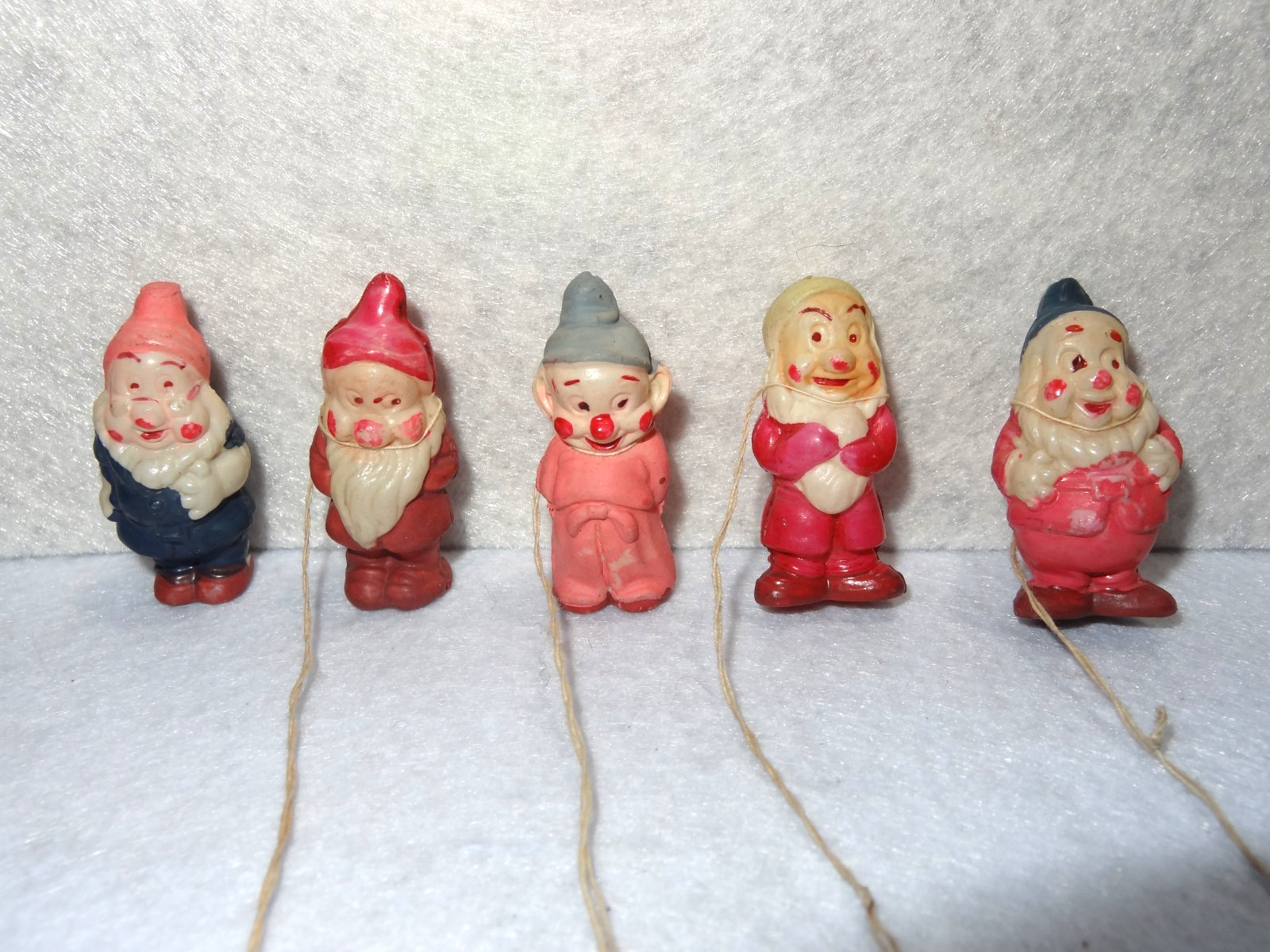 Vintage 1930's Disney Celluloid Snow White Dwarf Set of Five Charms